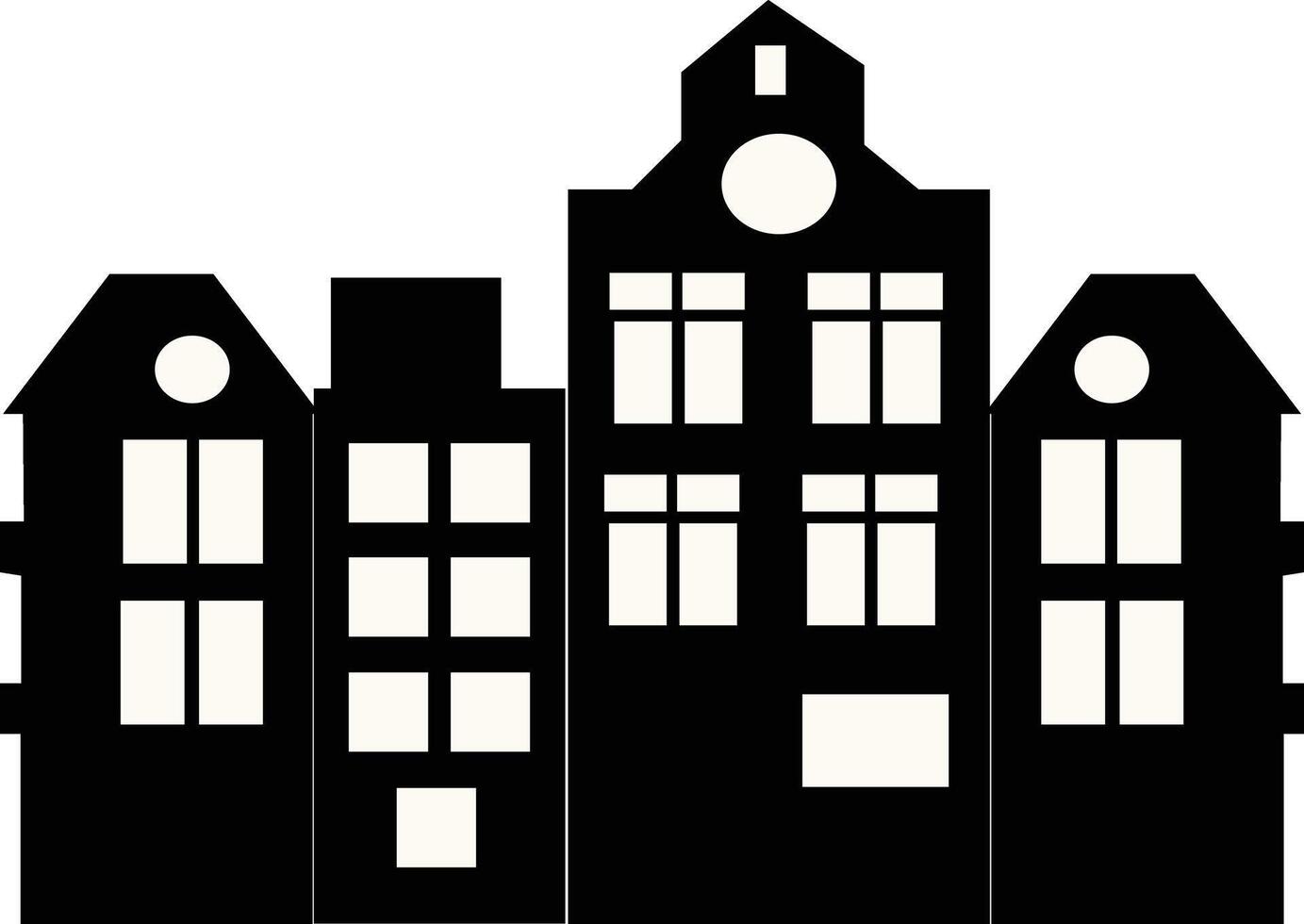 Black Silhouette of Cityscape Skyline. Design Element. vector