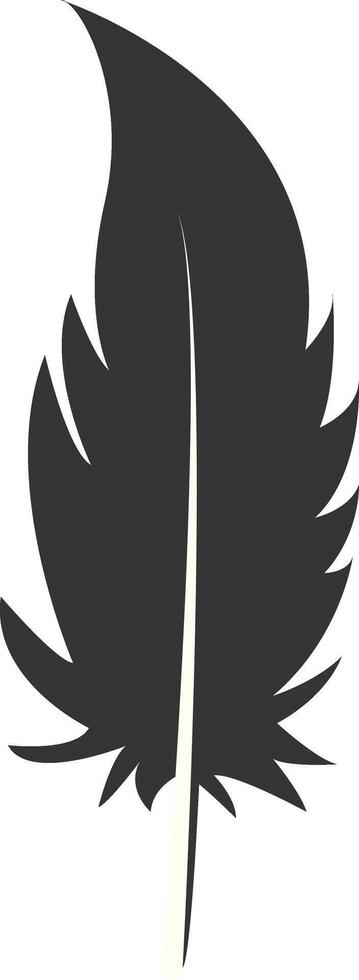 Silhouette of Majestic Feather with Flat Design. Isolated on White Background vector