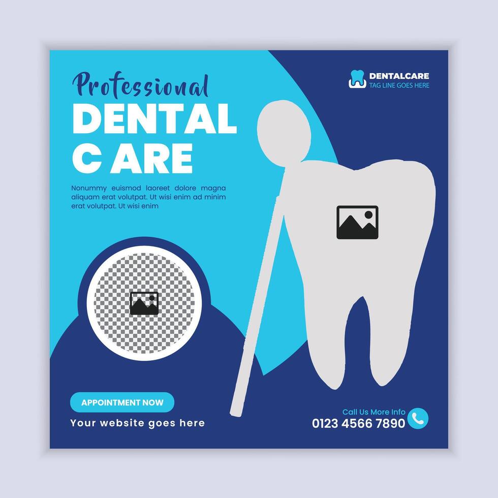 Modern dental care and dentist banner template for social media or websites, perfect for clinics, oral hygiene, and dental clinic services. vector