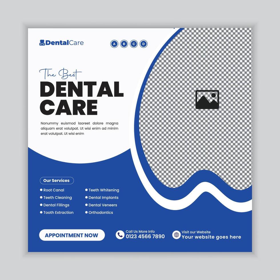 Modern dentist and dental care banner template for social media or websites, perfect for clinics, oral hygiene, and dental clinic services vector