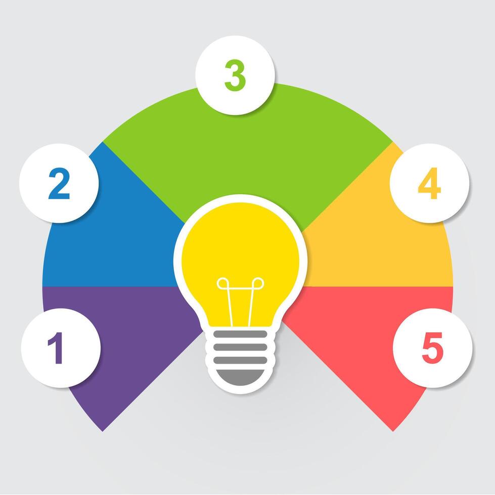 5 Step Light Bulb Infographic Design for Creative Idea and Business Strategy Presentation vector