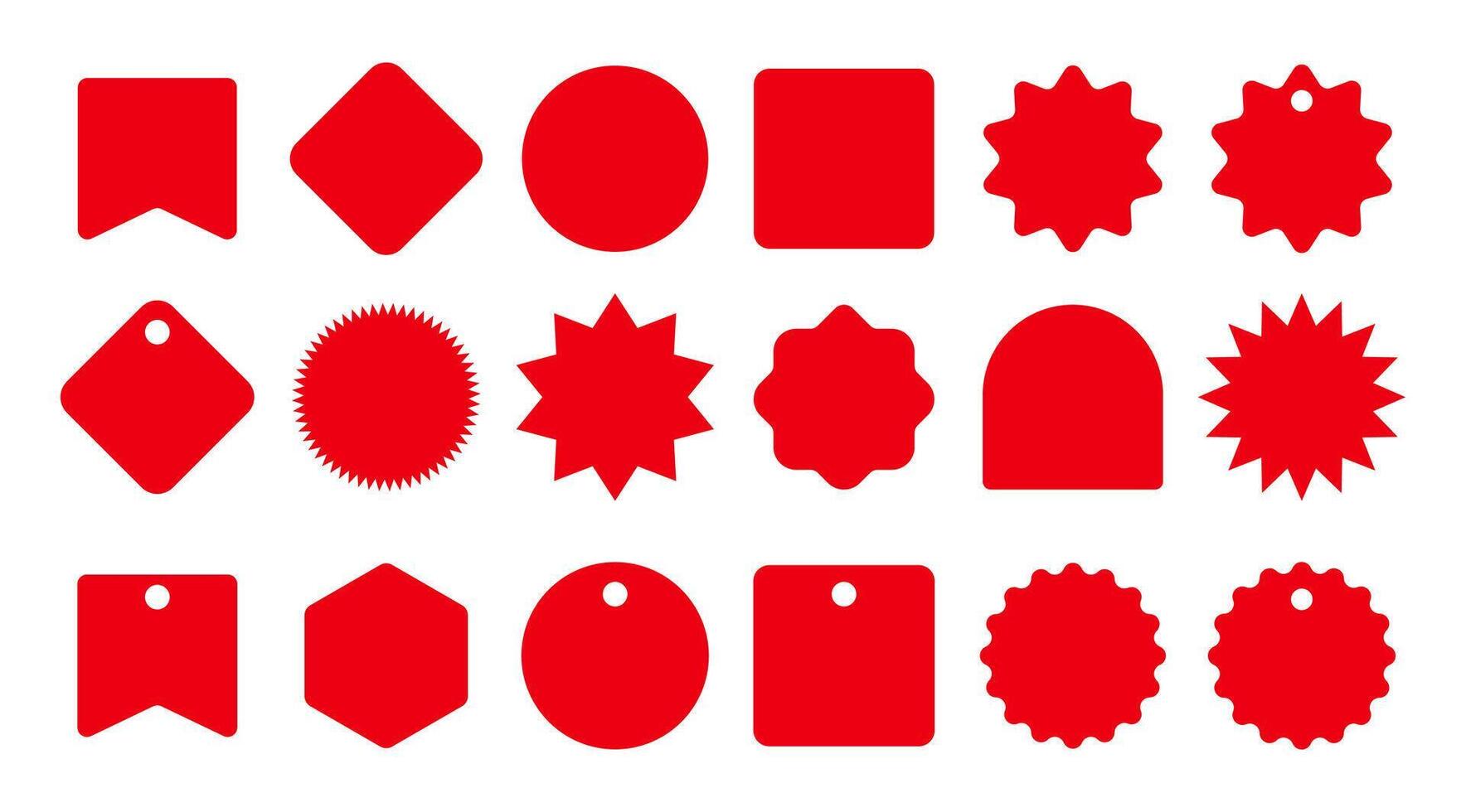 Isolated Red Stickers design collection, Price Tags, Promotion sign illustration, Shopping graphic elements in Flat style, Editable. vector