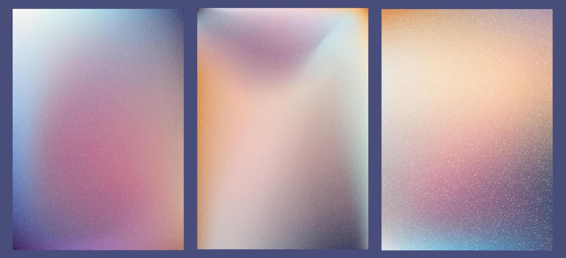 Trendy fuzz gradient set. Abstract blurred backgrounds. Collection of grainy texture soft gradient templates for your graphic design, banner, poster vector