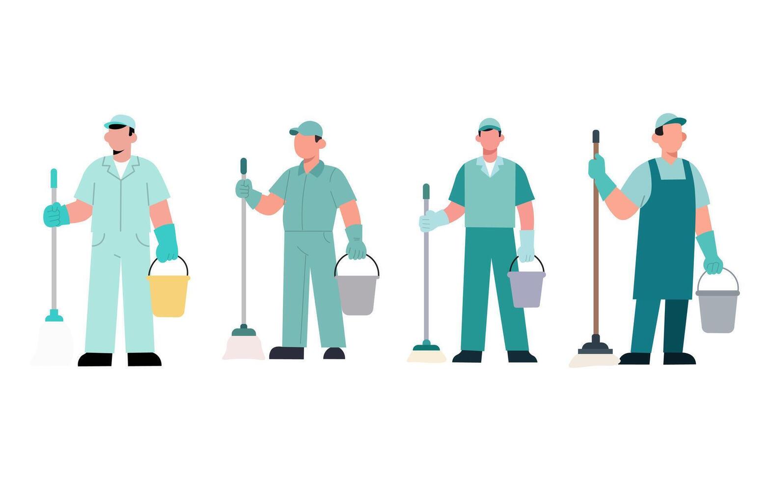 Illustration of cleaning staff characters vector