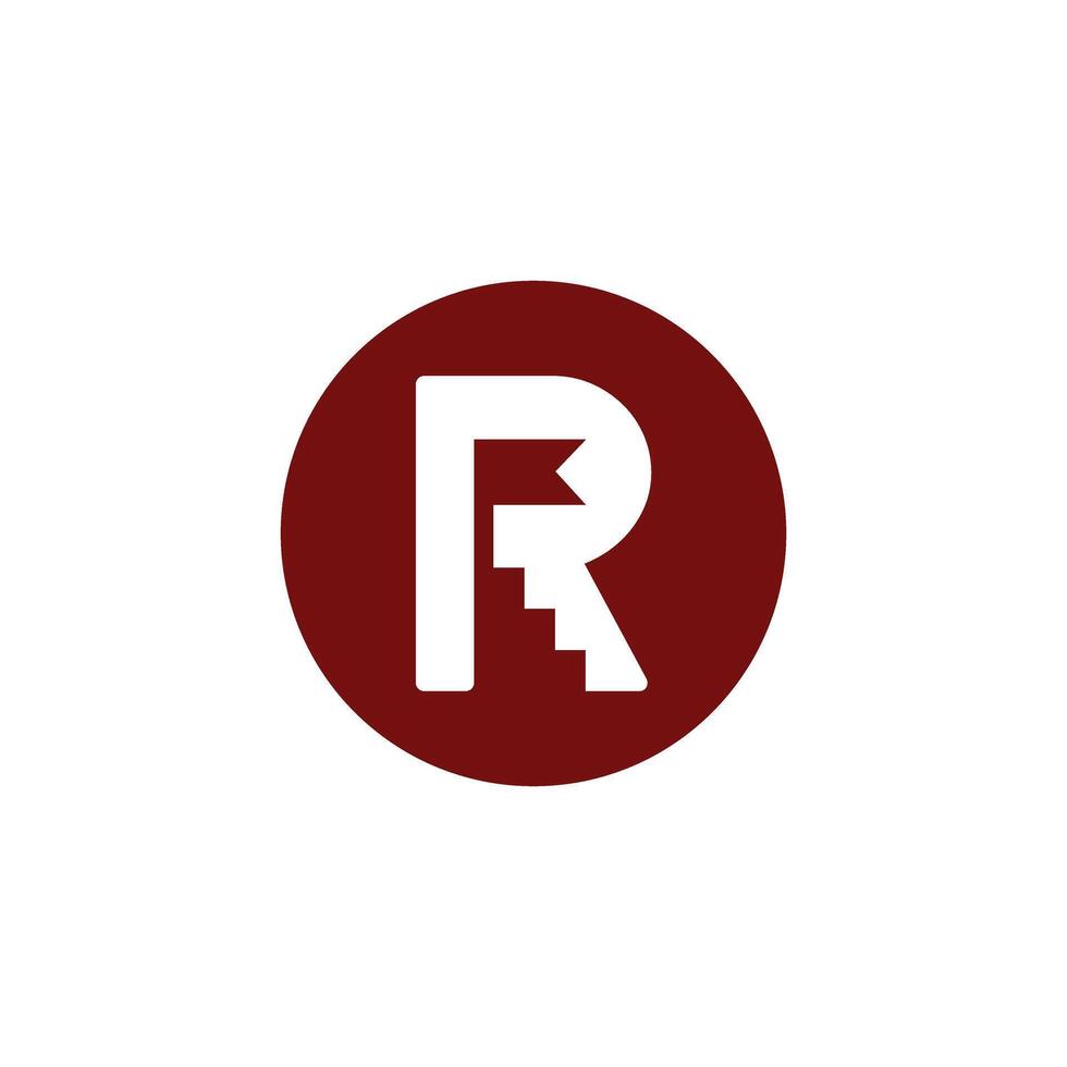 the letter R with steps and a flag vector