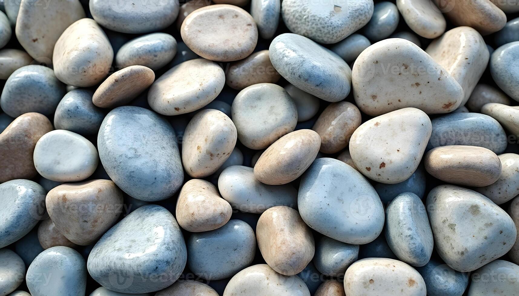 Collection of Smooth Beach Pebbles Showing Natural Textures and Subtle Colors photo