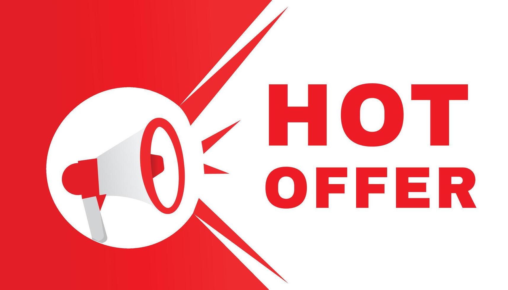Hot offer banner and icon megaphone announcement graphic. Modern style element for advertising announce. vector