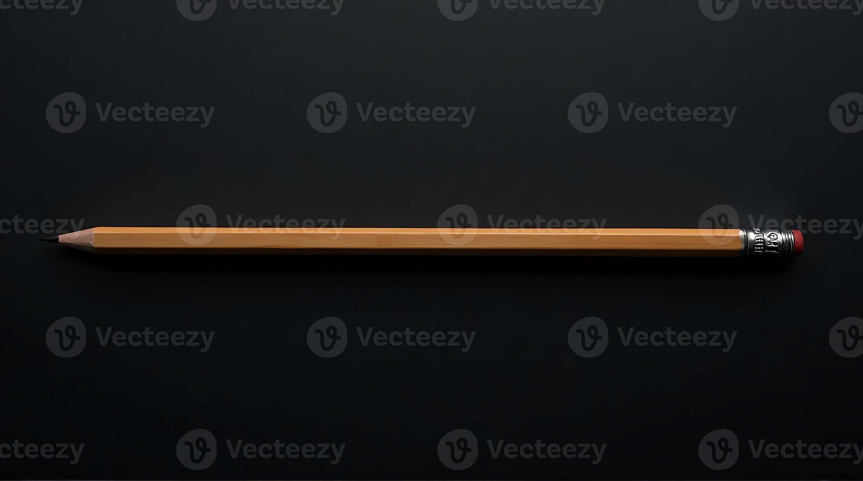 Pencil on Black Background Minimalist Still Life Flat Lay Composition photo