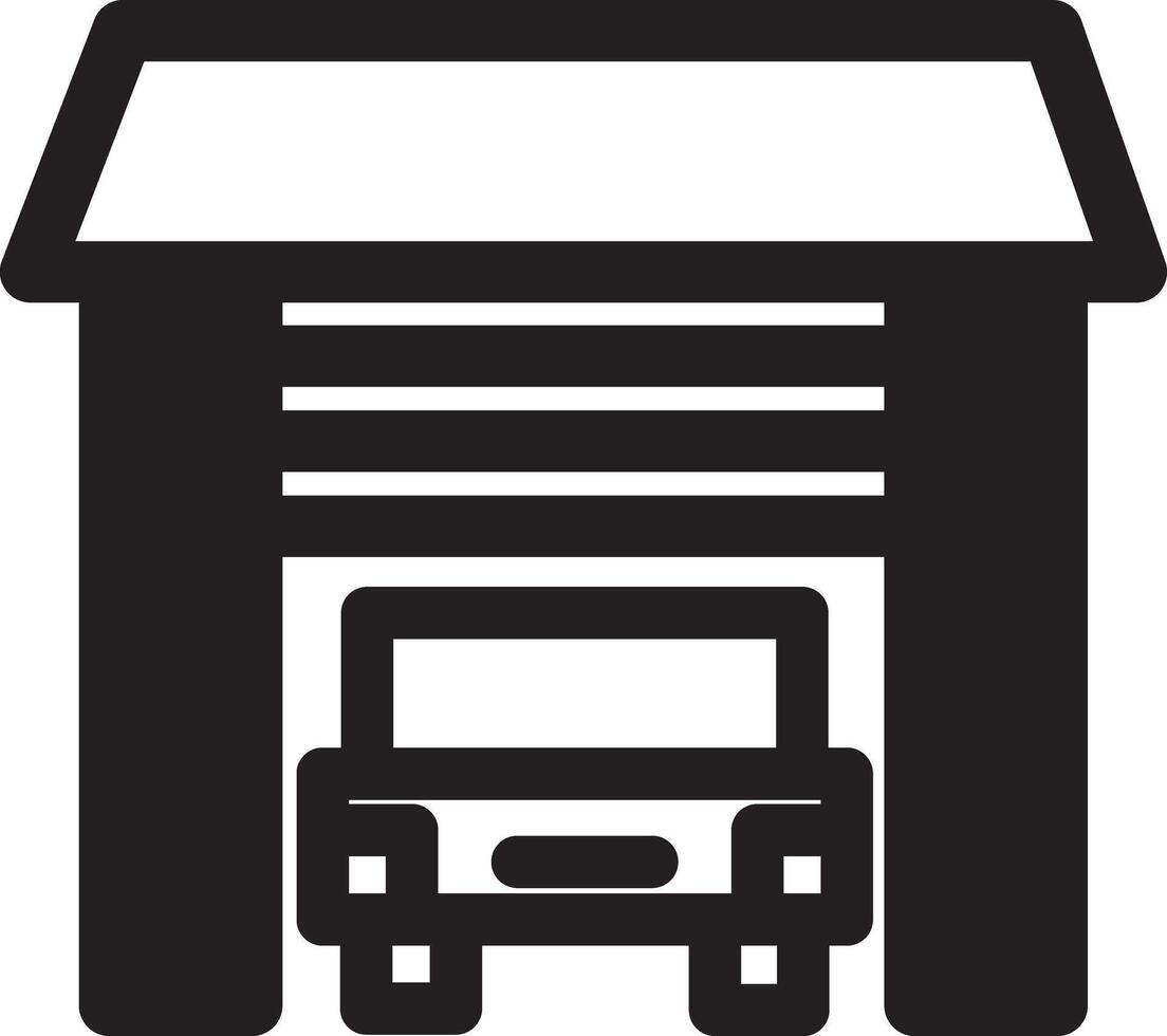Monoline Garage Structure Icon vector