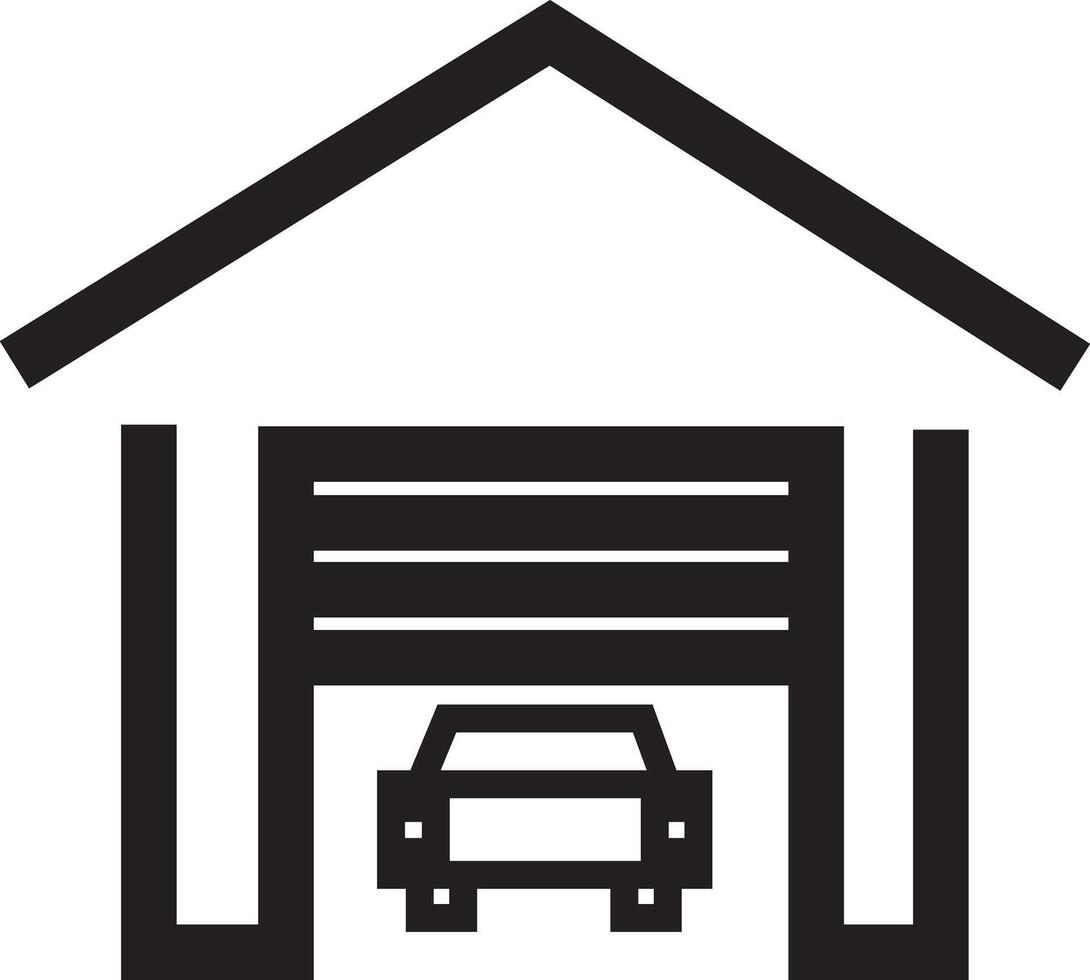 Garage Door with Roof Icon vector