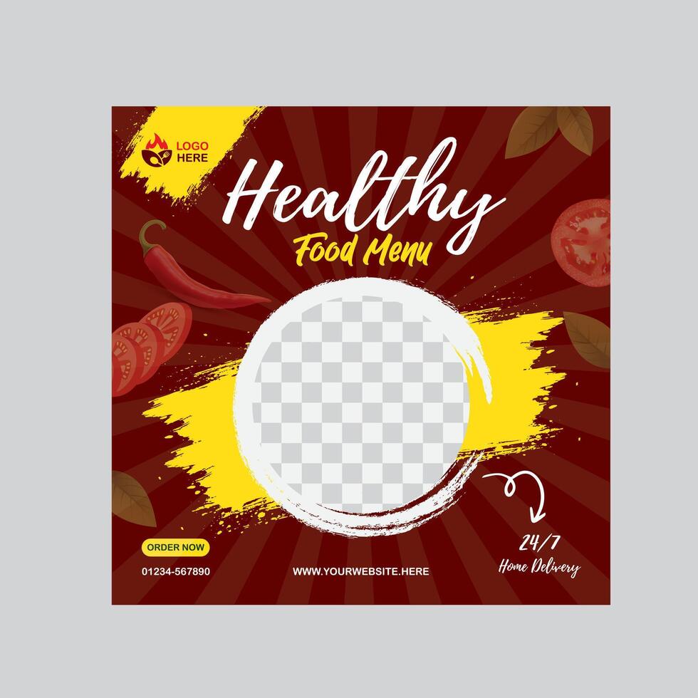 Lovely food menu social media post vector