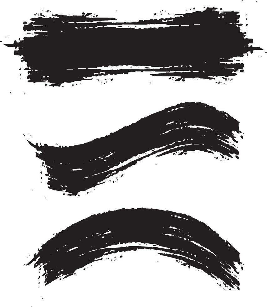 Black brush and splash set vector