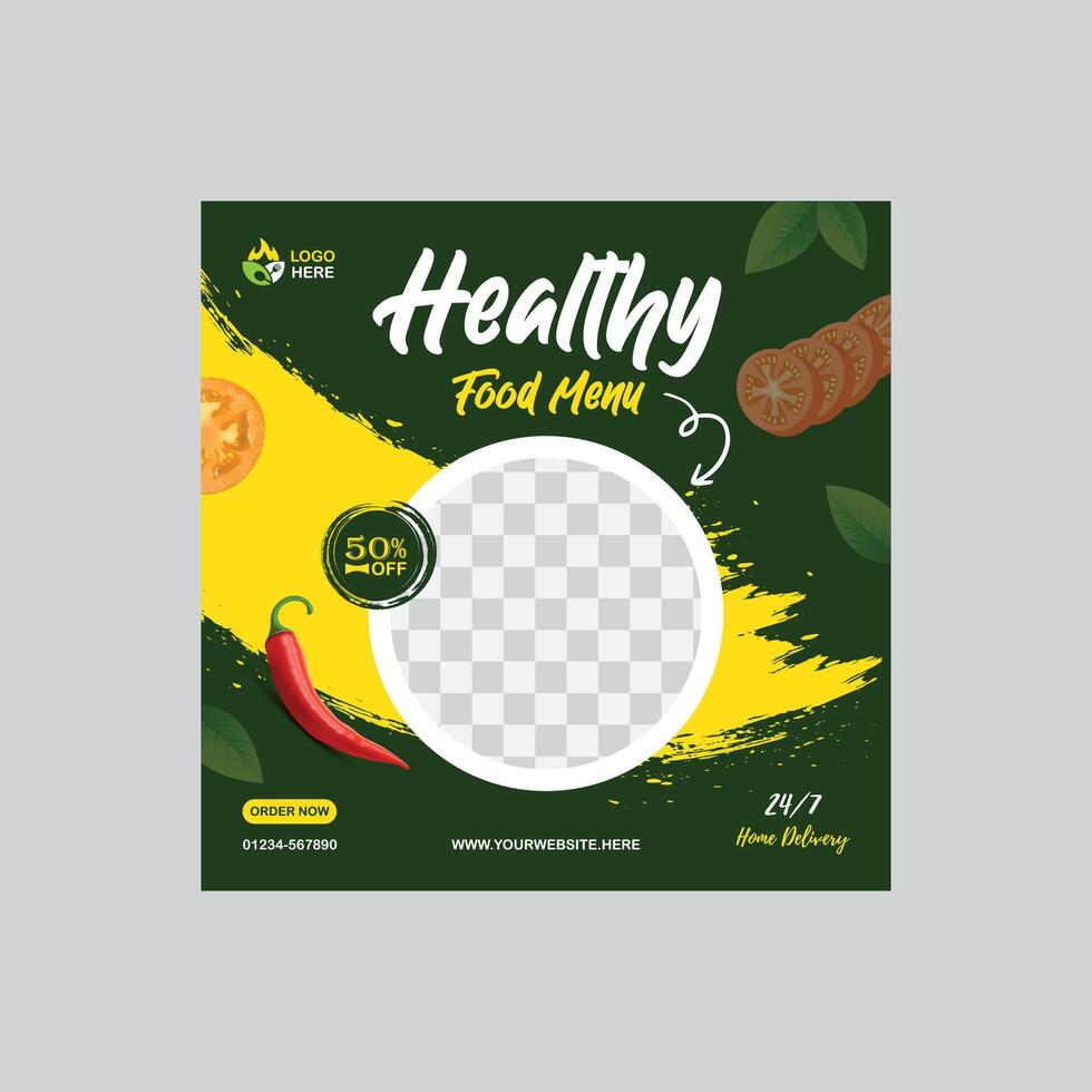 Food menu social media post vector