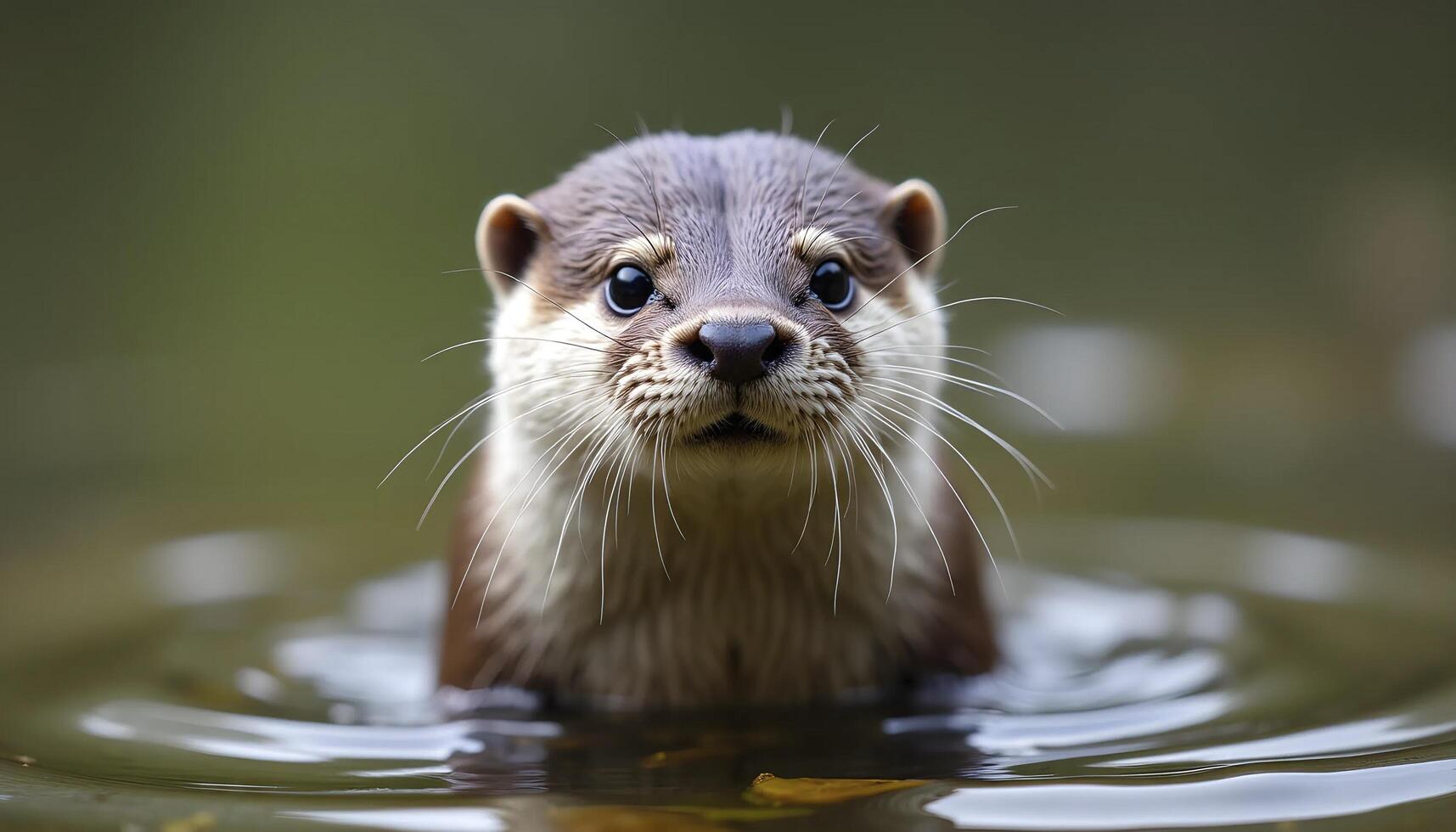 Otter Peeking From Water With Curious Eyes photo
