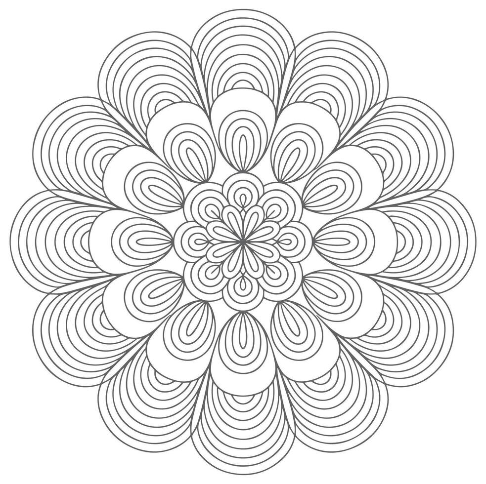 Gray Scale Mandala Circular Pattern Concentric Circles Design vector