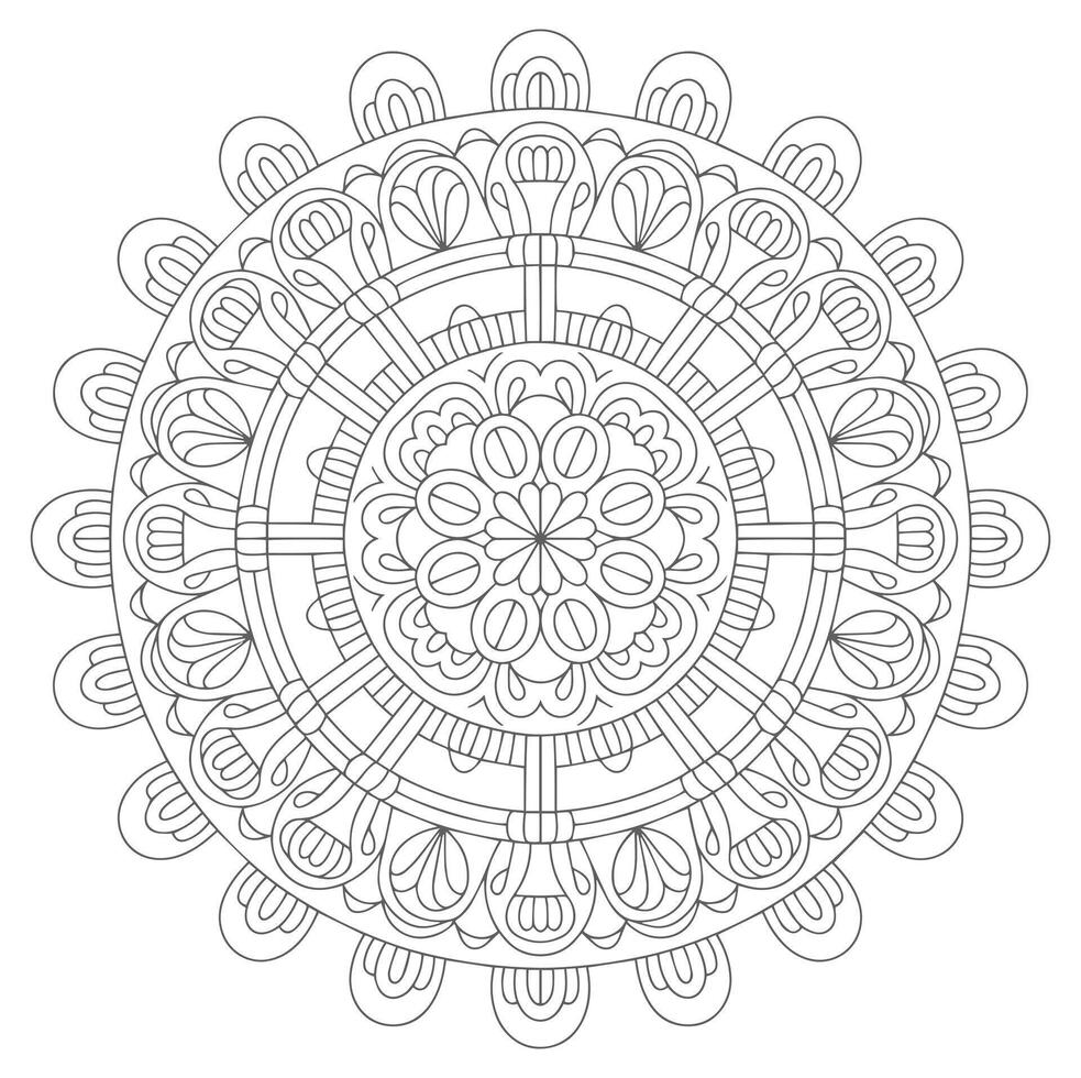 Grey Scale Mandala Intricate Circular Pattern Design vector