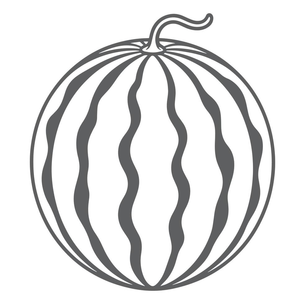 Grey Scale Watermelon Illustration Wavy Lines Simple Design vector