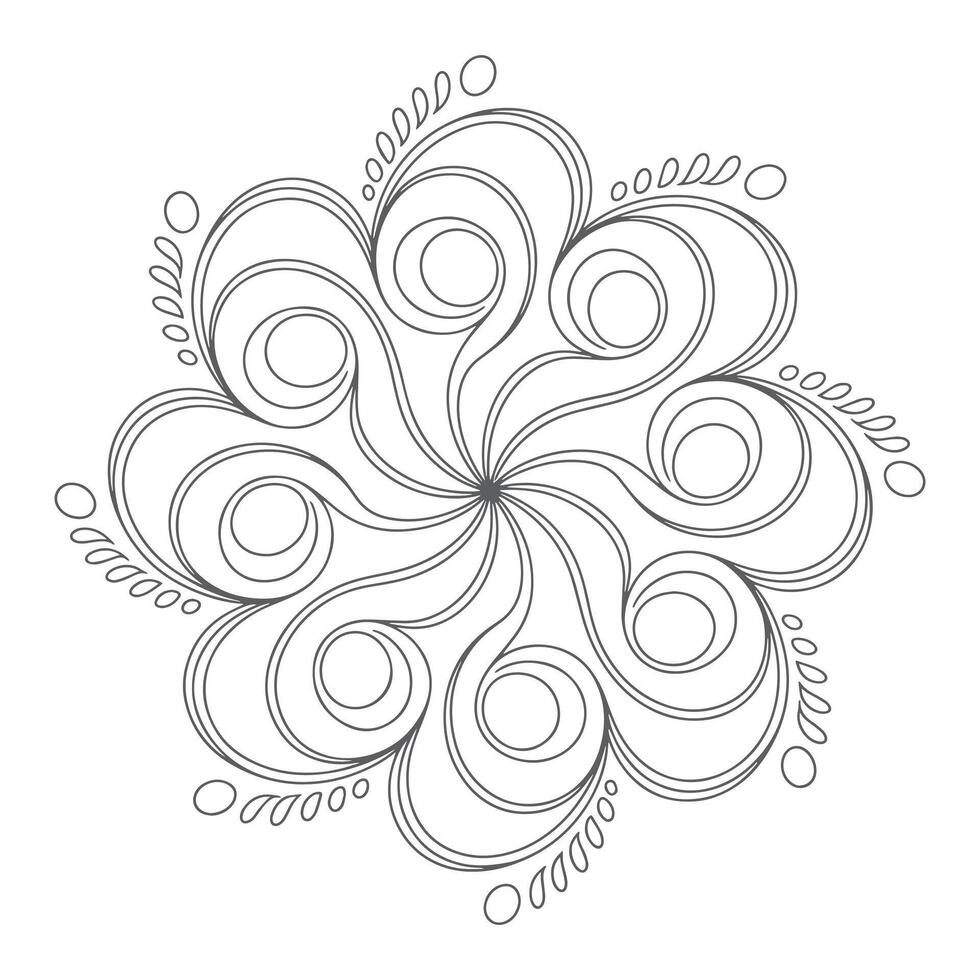 Grey Swirling Circular Mandala Design Element vector