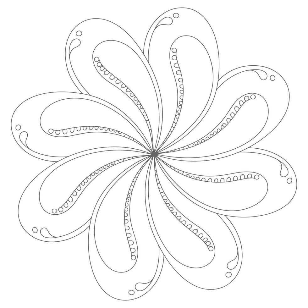 Gray Line Art Floral Design Eight Petals Mandala vector