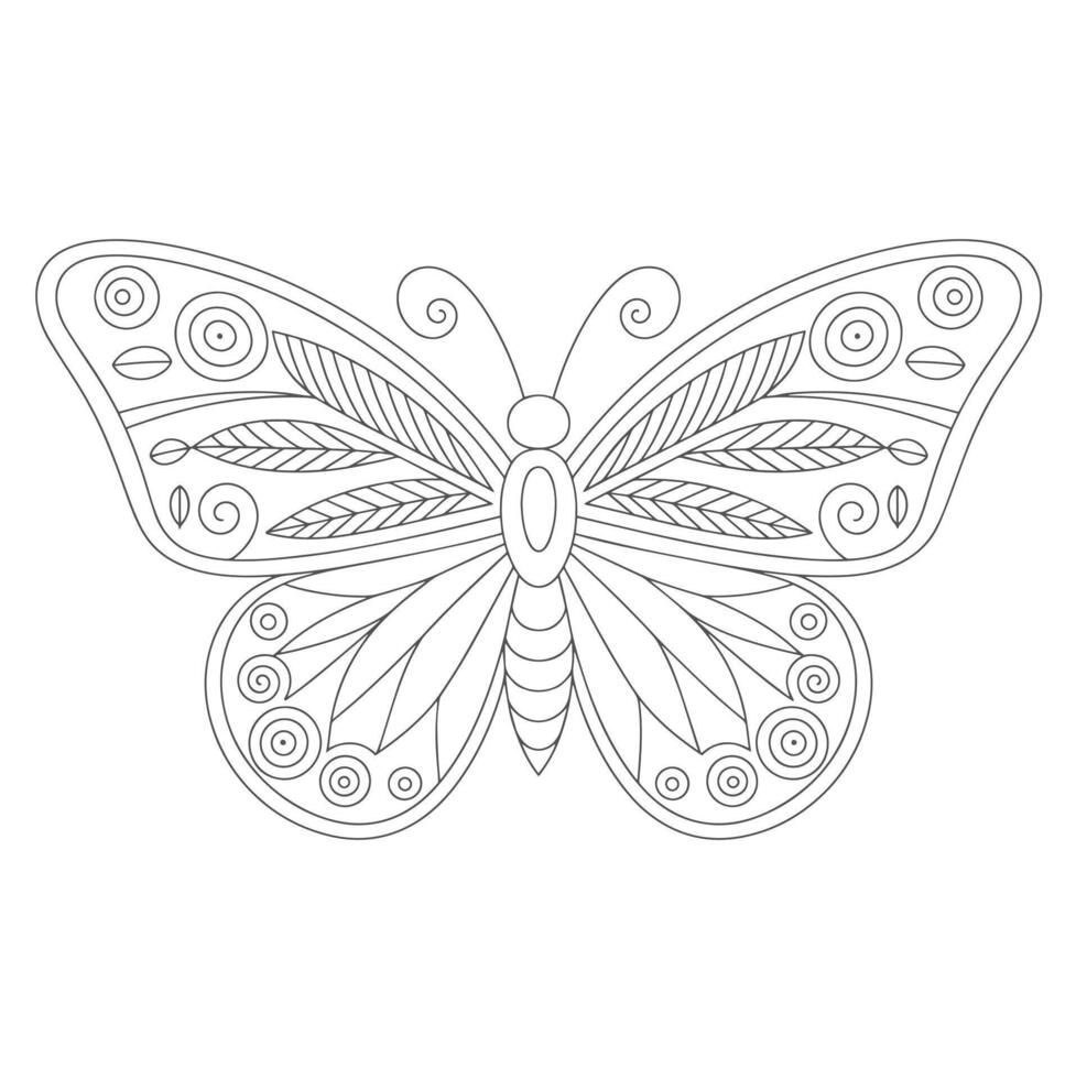 Ornate butterfly with swirling patterns and leaf designs insect wings vector