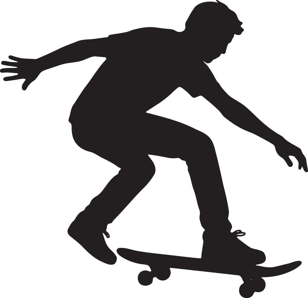 Silhouette of a person skateboarding action vector