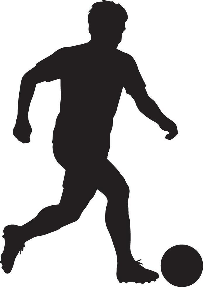 Silhouette of a soccer player kicking a ball football vector