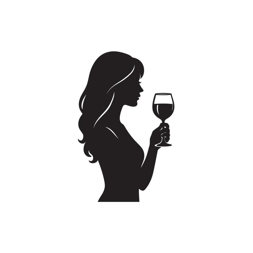 Woman holding wine glass vector