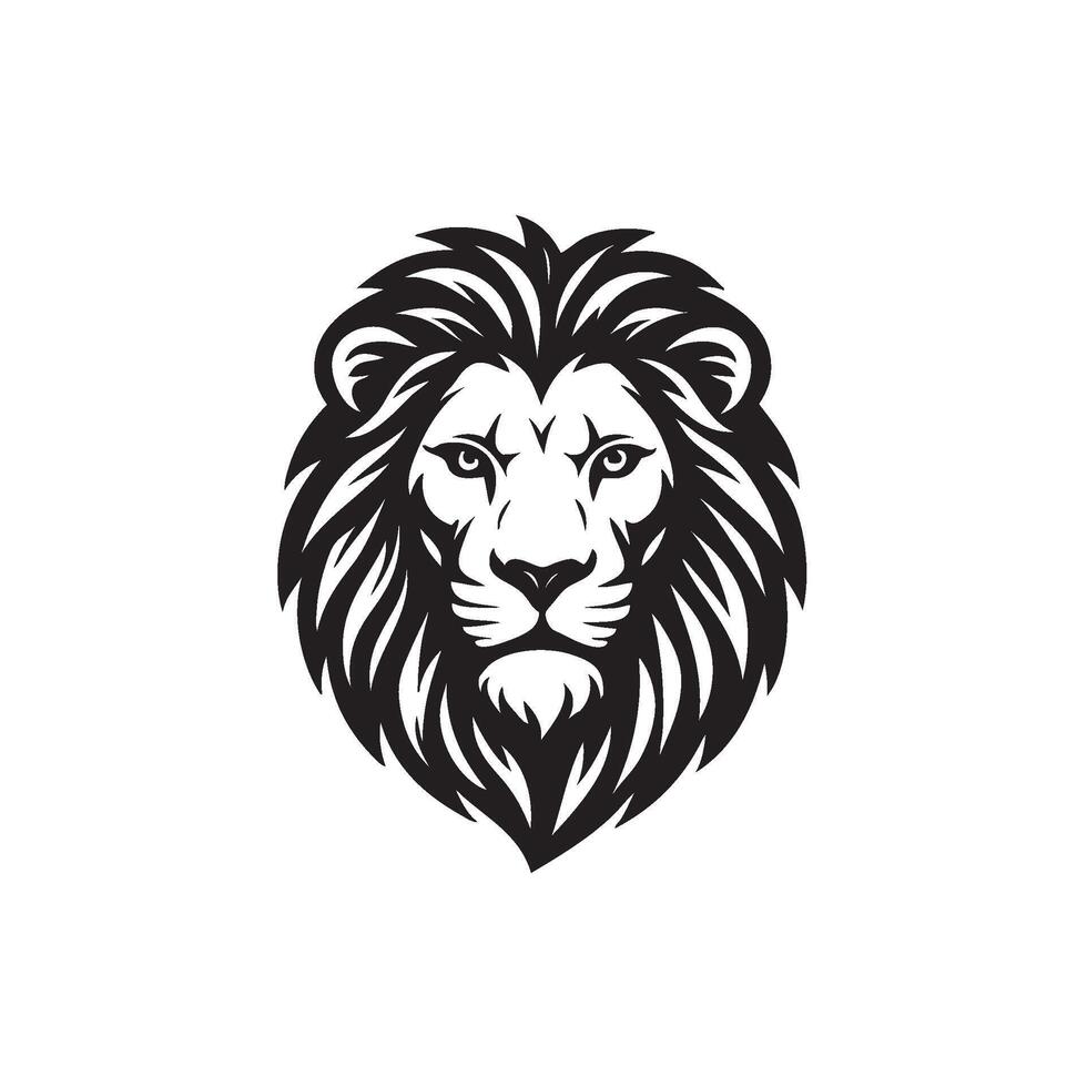 Black and White Lion Head vector
