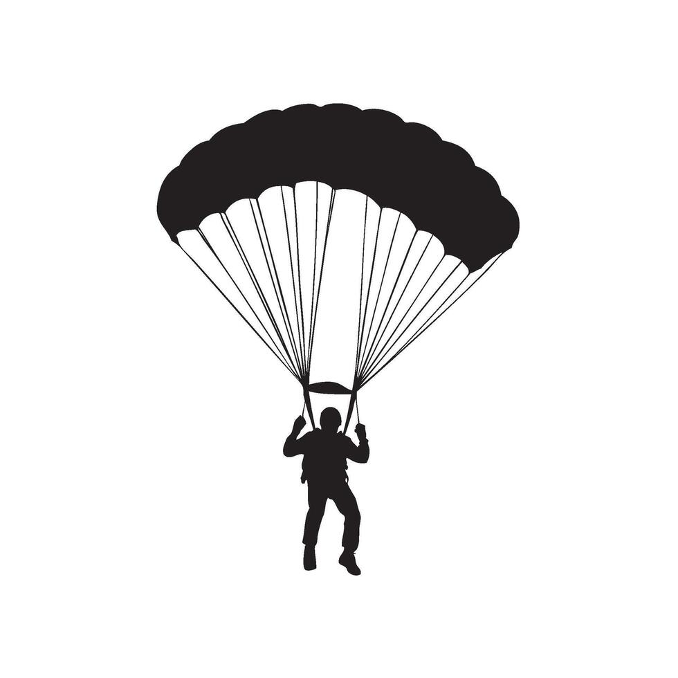 Parachutist silhouette, Skydiver silhouette vector