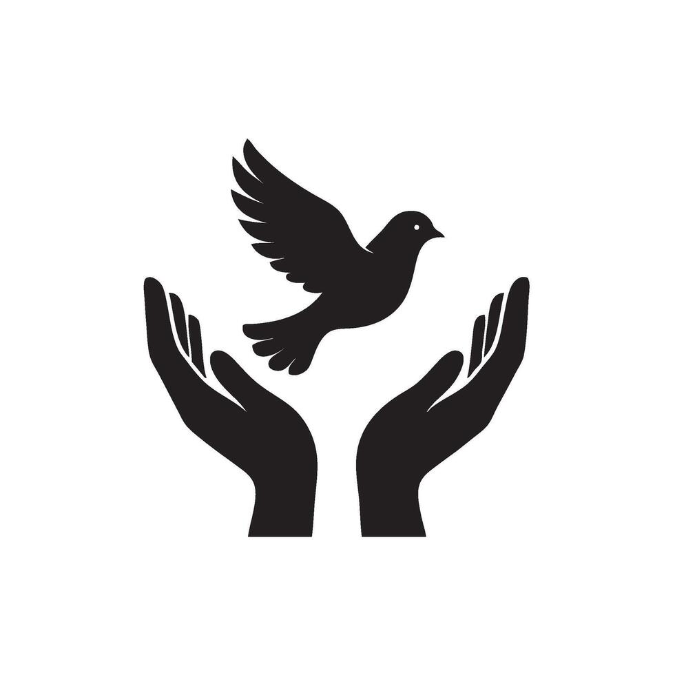 Hand and Dove Icon vector