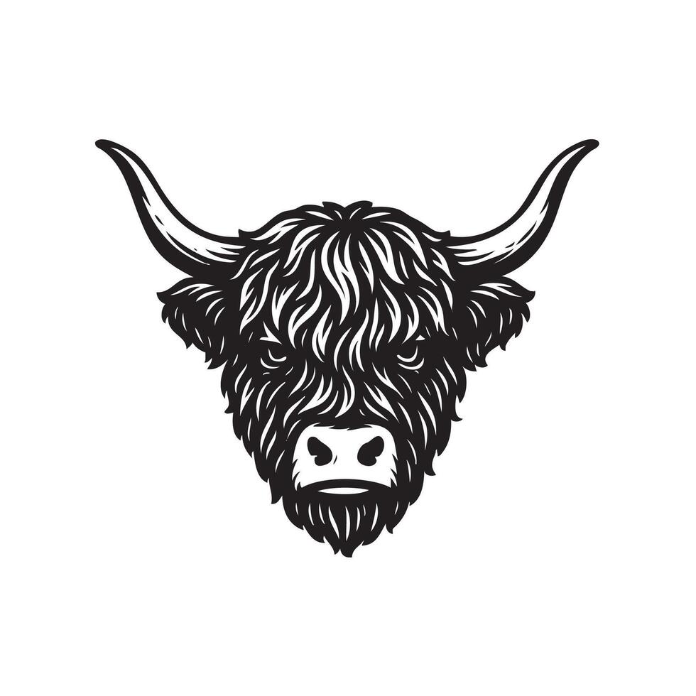 Puddle Cow Head Black and White vector