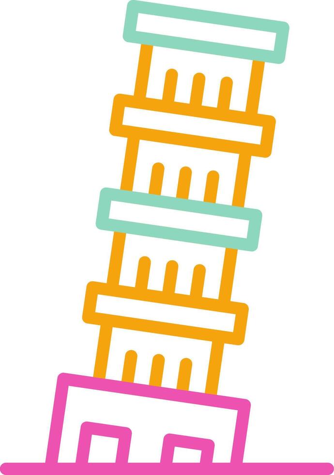 Leaning Tower Of Pisa Icon Design Symbol Line Multicolors vector