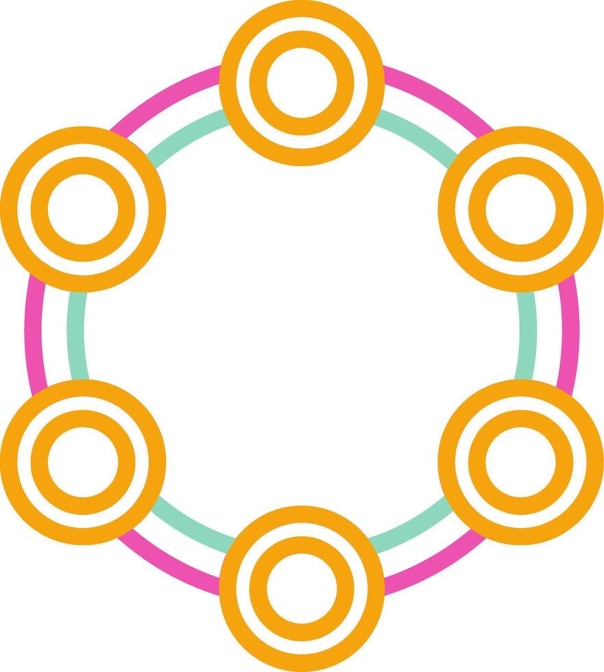Tambourine Icon Design Symbol Line Multicolors vector