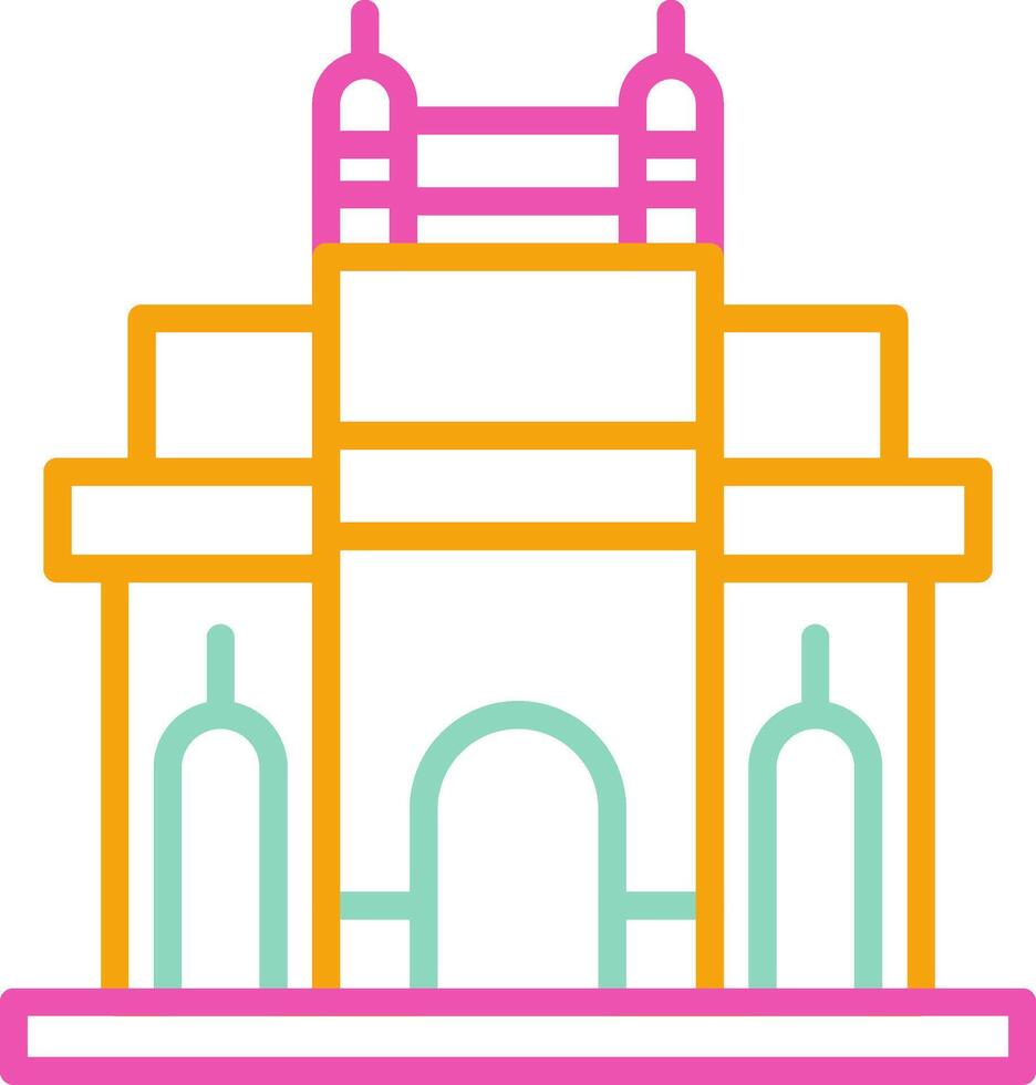 Gateway Of India Icon Design Symbol Line Multicolors vector