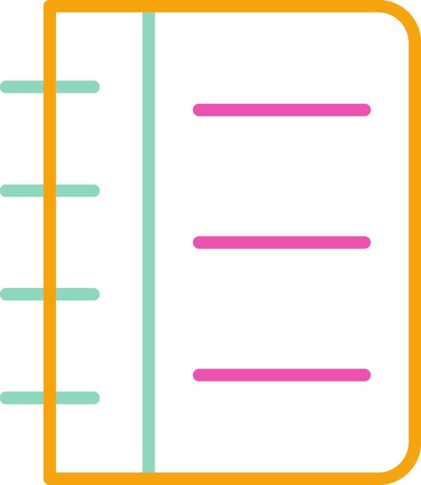 A notebook with pink and green lines vector