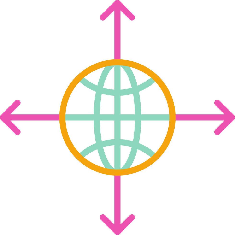 An arrow pointing to the earth and a globe vector