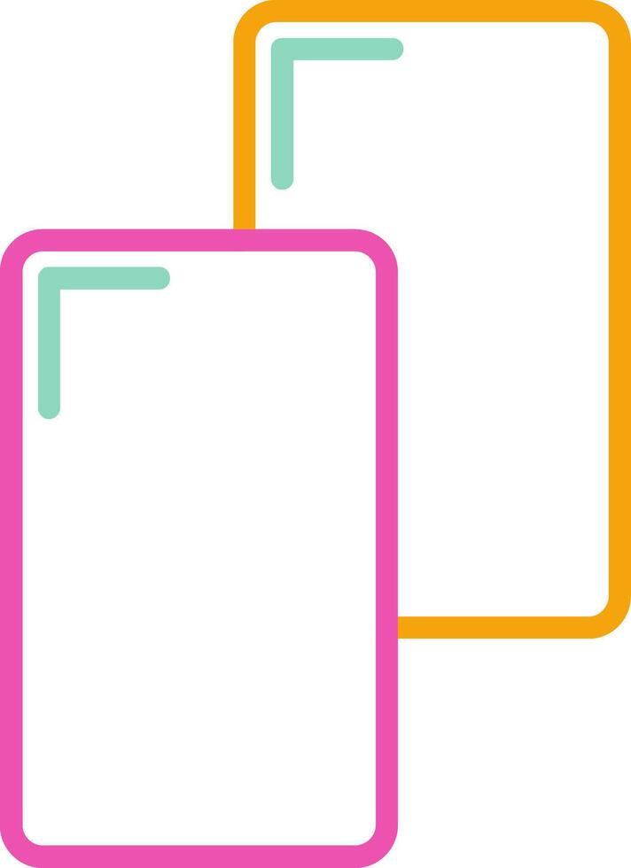 Two blank paper files with a pink and green border vector