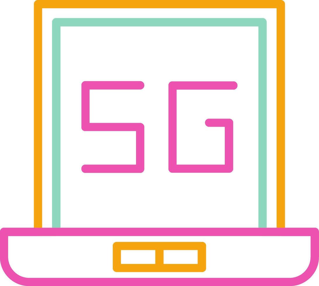 Laptop Computer Icon Minimalist Symbol Line Multicolor vector