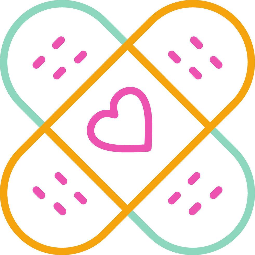 Band Aid Icon Minimalist Symbol Line Multicolor vector