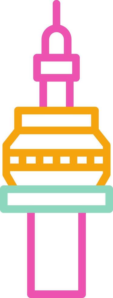Cn Tower Icon Minimalist Symbol Line Multicolor vector