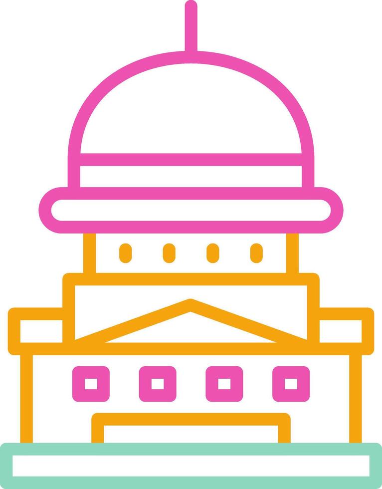 Capitol Icon Minimalist Symbol Line Multicolor vector