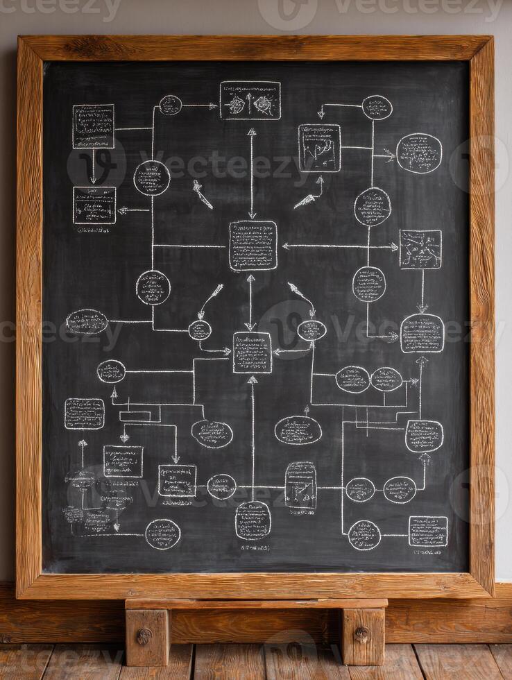 Communication Diagram Drawn in Chalk on Classroom Blackboard During a Discussion on Effective Messaging Techniques photo