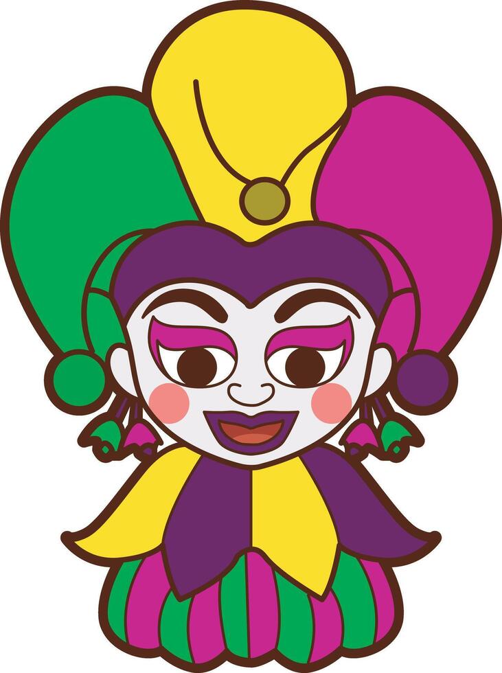 Clown of mardi grass. Colorful of carnival celebration in French. vector