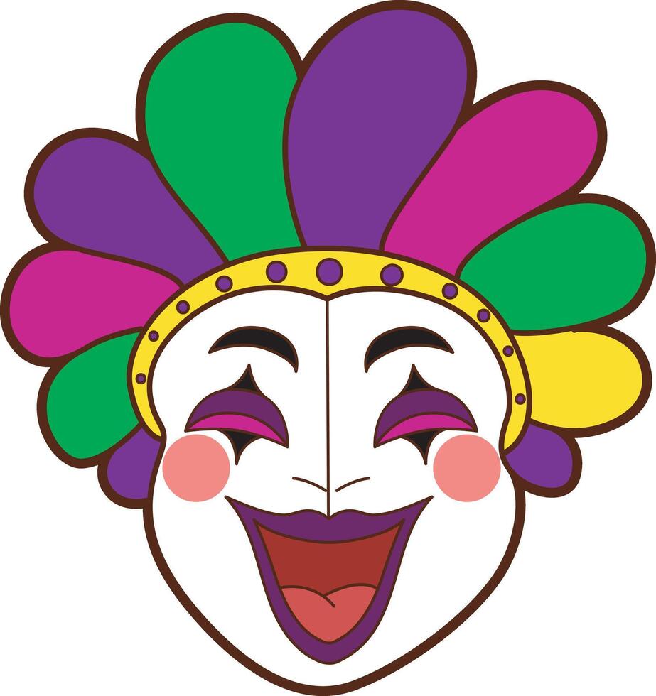 Mardi grass mask is laughing. Colorful of carnival celebration in French. vector