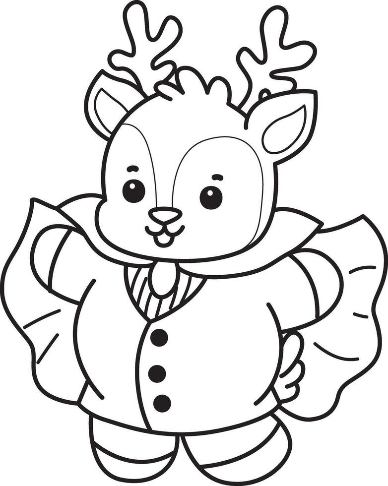 Outline of deer like a vampire. Coloring pages of cute deer icon. vector