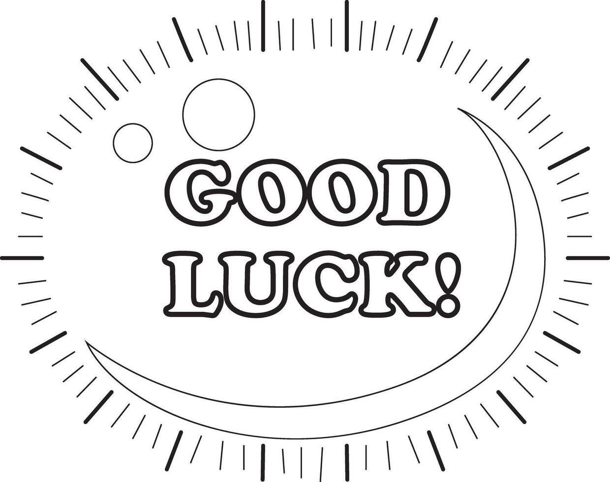 COloring pages of bubble text illustrations. The bubble text with good luck text inside. vector