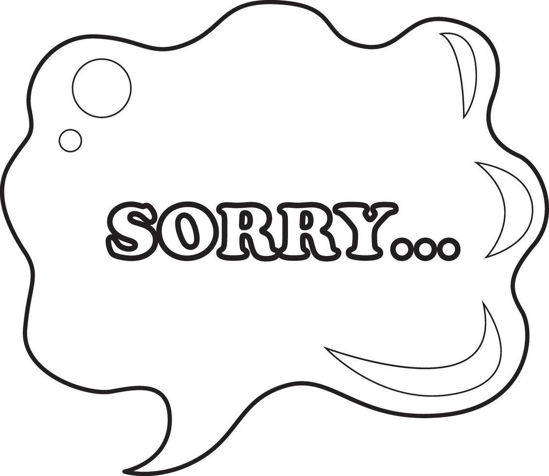 COloring pages of bubble text illustrations. Bubble text with sorry text inside. vector