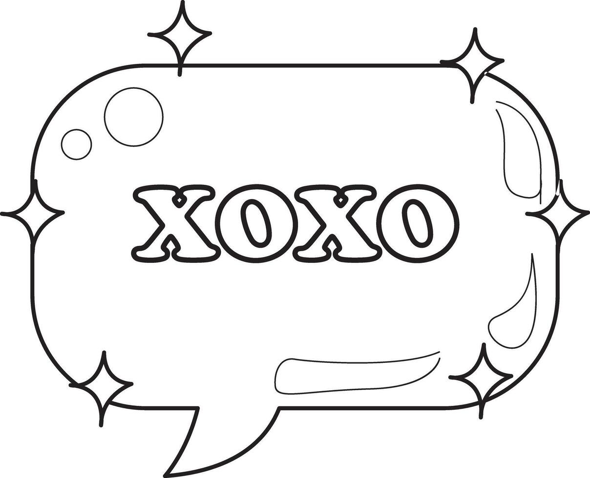 Bubble text with xoxo text inside. COloring pages of bubble text illustrations. vector