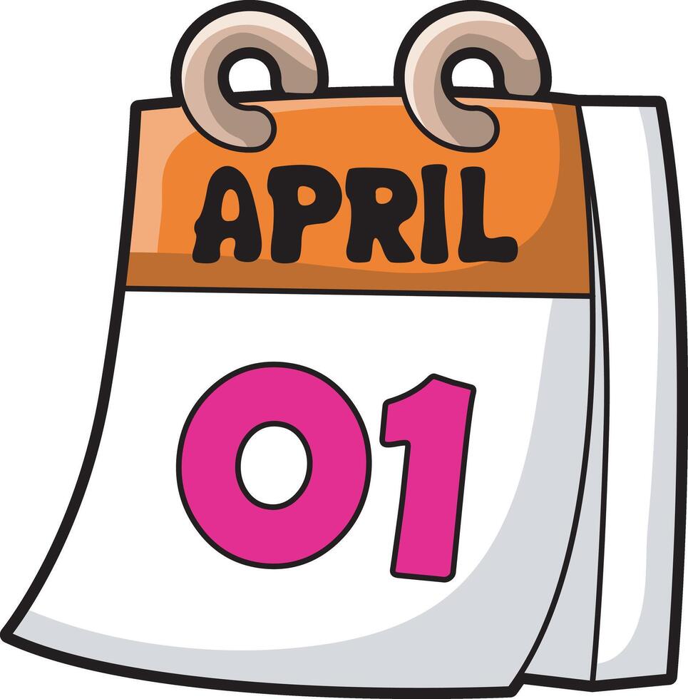 01 April date in the calendar. April fool's day content. vector