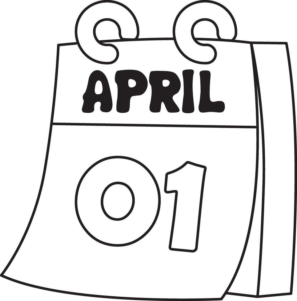 Outline of 01 april date. Outline of April Fool's day content. vector